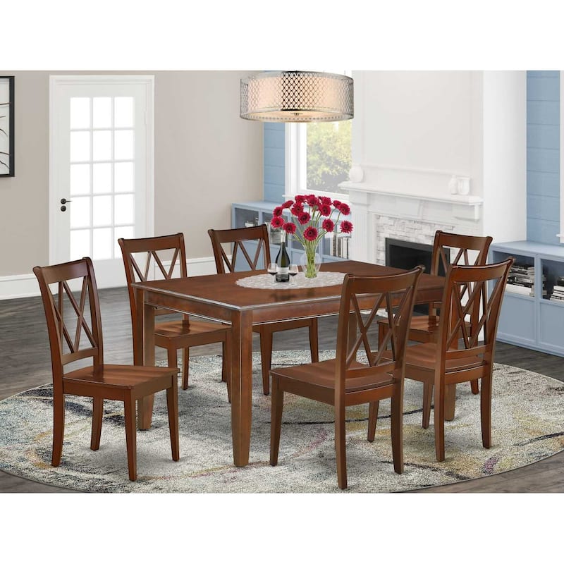 Mid-Century Dining Set - 7Pc Rectangular Table & 6 Chairs - Modern Retro Design