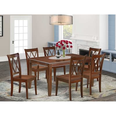 Mid-Century Dining Set - 7Pc Rectangular Table & 6 Chairs - Modern Retro Design