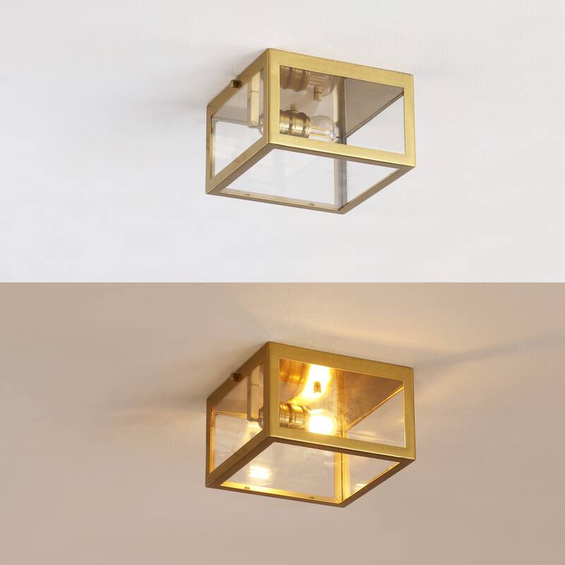 Alma 12" Metal/Glass LED Flush Mount, by JONATHAN Y