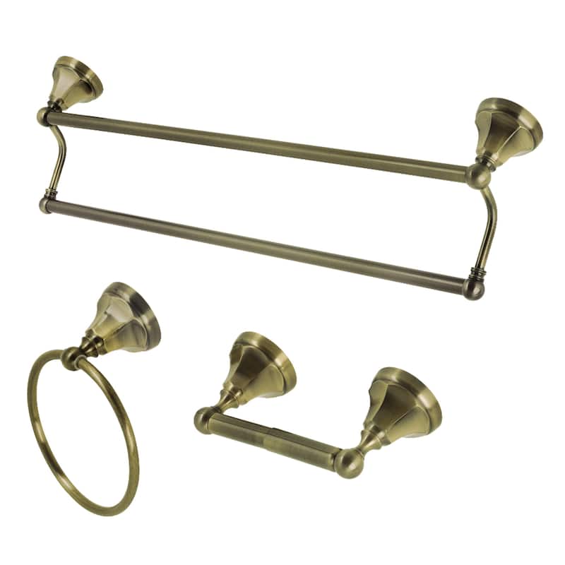Modern Metropolitan 3-Piece Towel Bar Accessory Set in Antique Brass