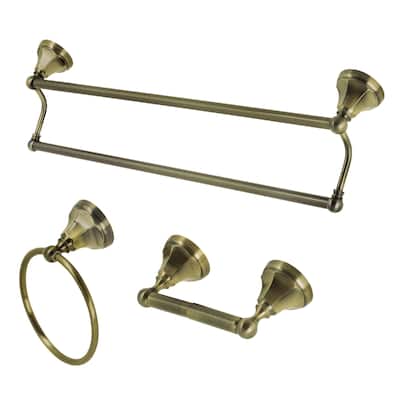 Modern Metropolitan 3-Piece Towel Bar Accessory Set in Antique Brass