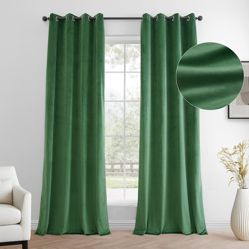 Exclusive Fabrics Simply Velvet Grommet Room Darkening Curtains for Bedroom & Living Room Curtains Pair (2 Panels))