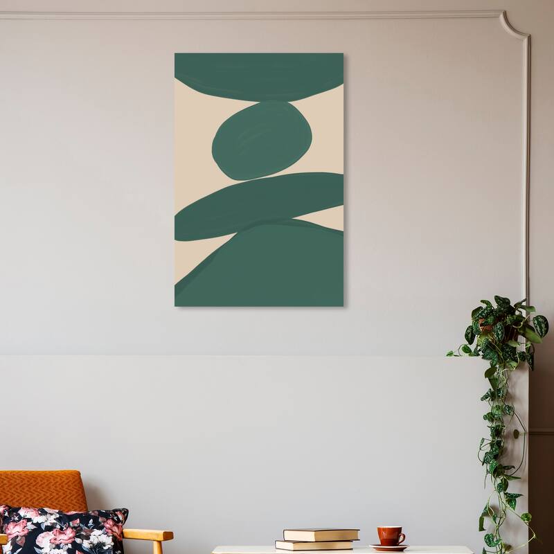 Wynwood Studio Canvas Abstract Tea Time Clay Green and Dark Green Modern & Contemporary Wall Art Canvas Print - 30 x 20