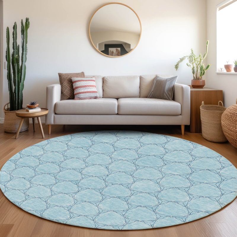 Premium Washable Super Soft Modern Geo Mayfield Rug - Sky - 8' x 8'