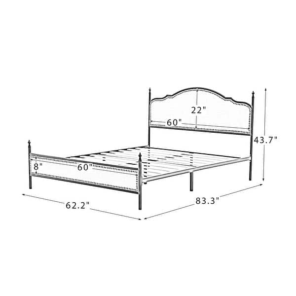 Pilar French Country Metal Beds For Bedroom with Queen Size Mattress