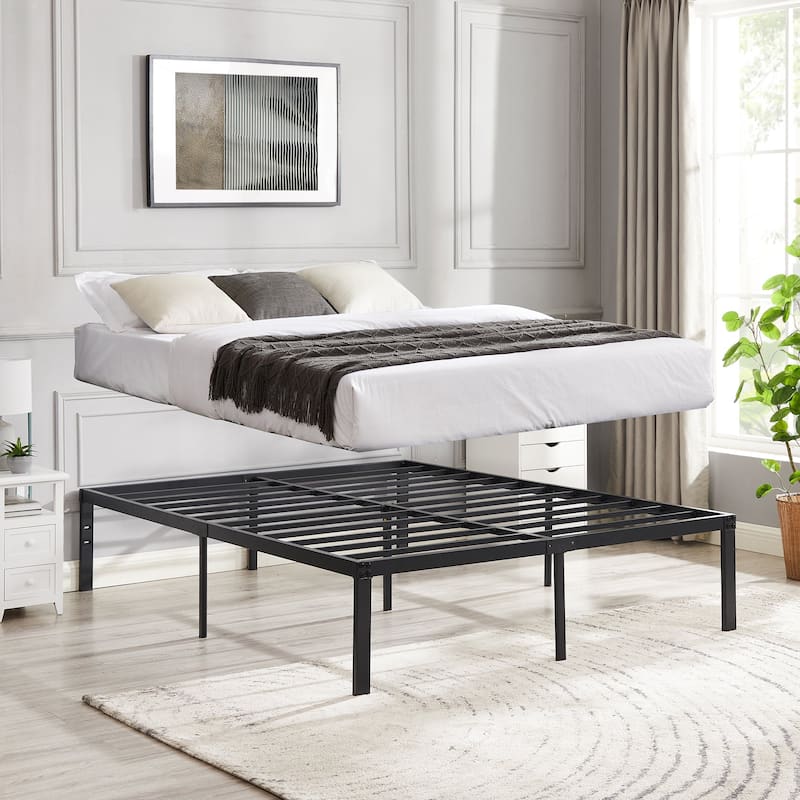 Javlergo 14/16/18 Inch Metal Platform Bed Frame, Heavy Duty Slat Support /No Box Spring Needed