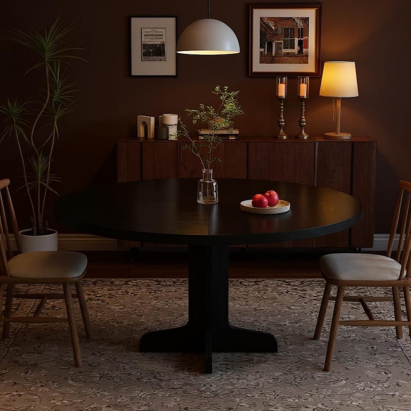 47 in Round Dining Table, with Wooden Tabletop