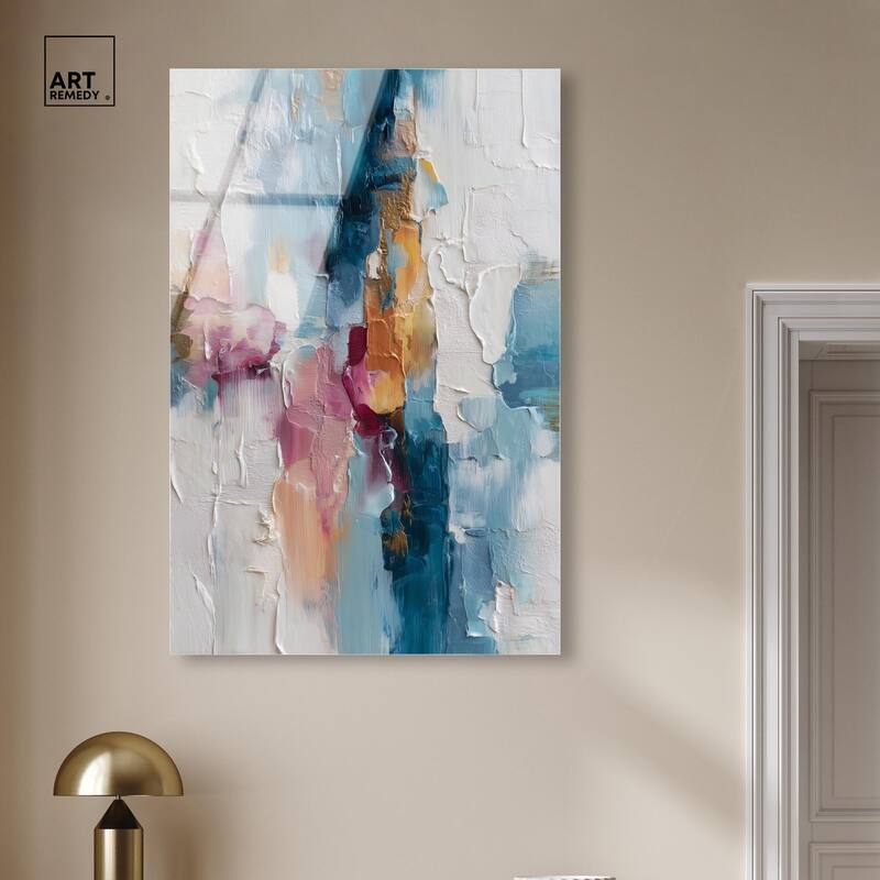Petal Pink and Ocean Blue II Acrylic by Art Remedy, Ready to Hang