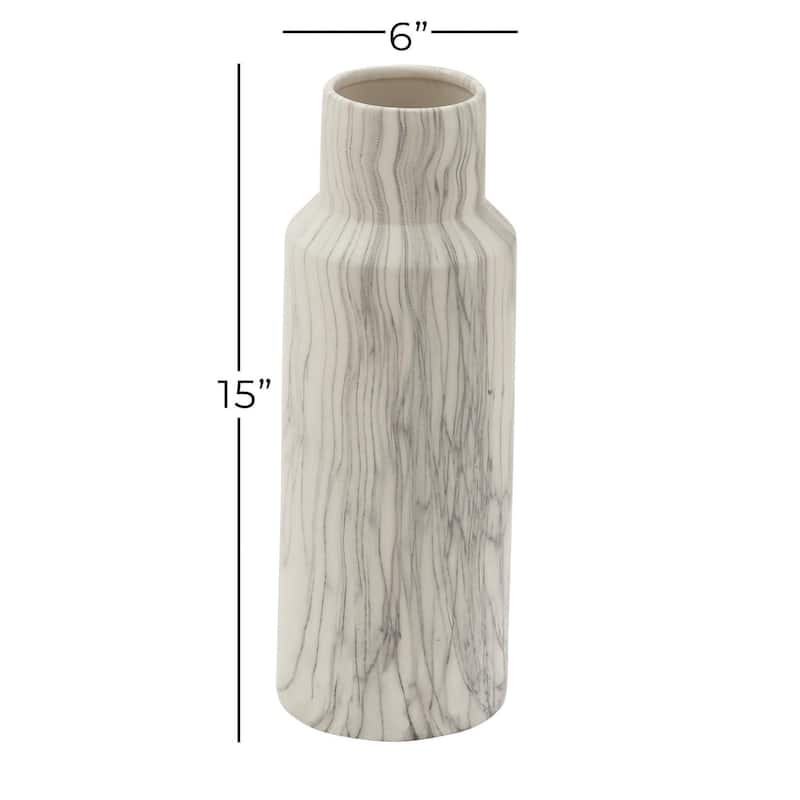 Ceramic Faux Marble Decorative Vase - White - Roche River Decor