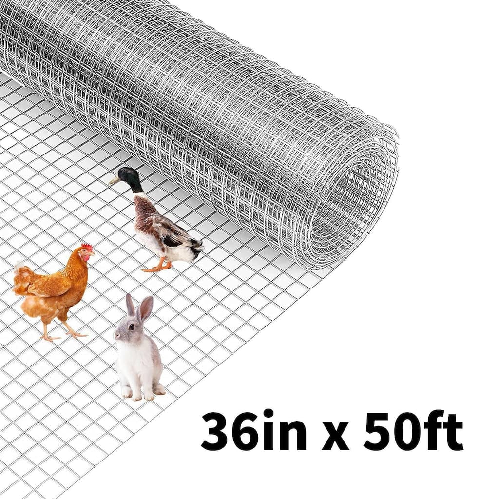 36in x 50ft 19 Gauge Galvanized Hardware Cloth, Garden Netting for Chicken Wire Fencing Roll, Silver - 36in x 50ft