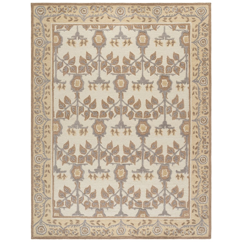 SAFAVIEH Handmade Earthly Treasure Aurelija Traditional Wool Rug - 9' x 12' - Ivory/Beige