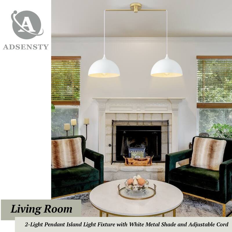 34.64inch 2 Lights Modern Simple Design Pendant with Metal Shade for Living Room Kitchen Island