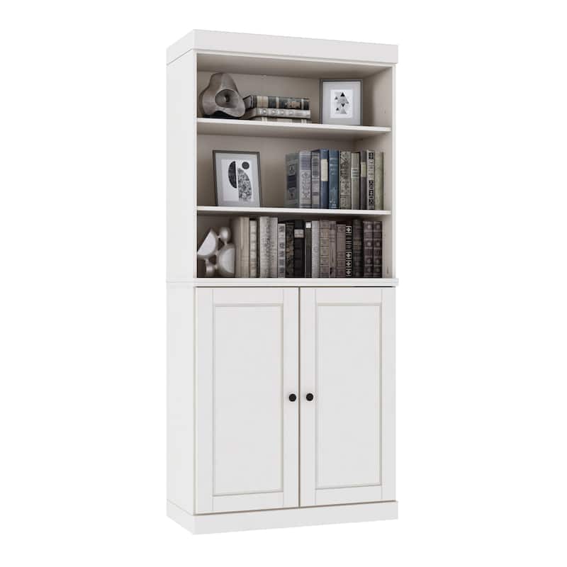 Palace Imports Solid Wood 6-Shelf Bookcase, Raised Panel Doors, Adjustable Shelves