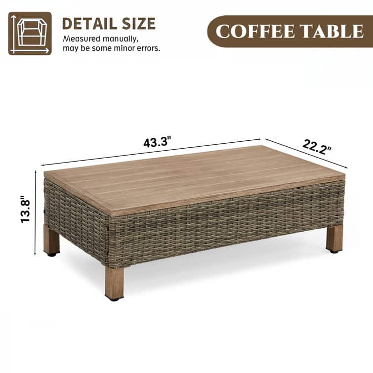 Wicker Centrahoma Coffee Table 13.8'' H X 22.2'' W X 43.3'' L