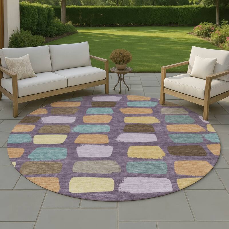 Machine Washable Indoor/ Outdoor Casual Hoppy Chantille Rug - Purple - 8' x 8'