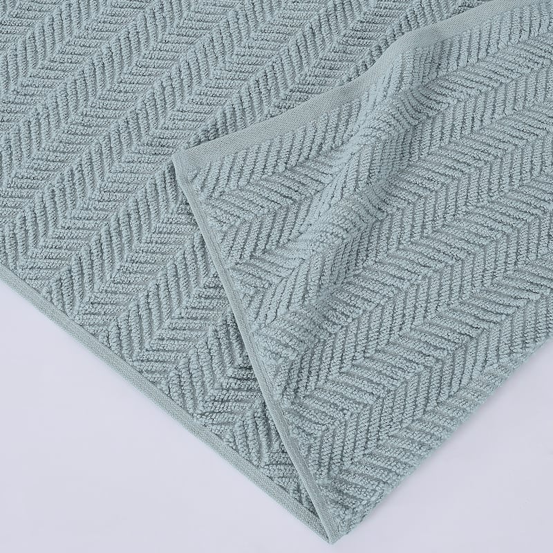 Modern Threads 6-Piece Zero Twist Jacquard Towel Set Otis - 100% Cotton, Bath, Hand & Washcloths - Textured Chevron Design