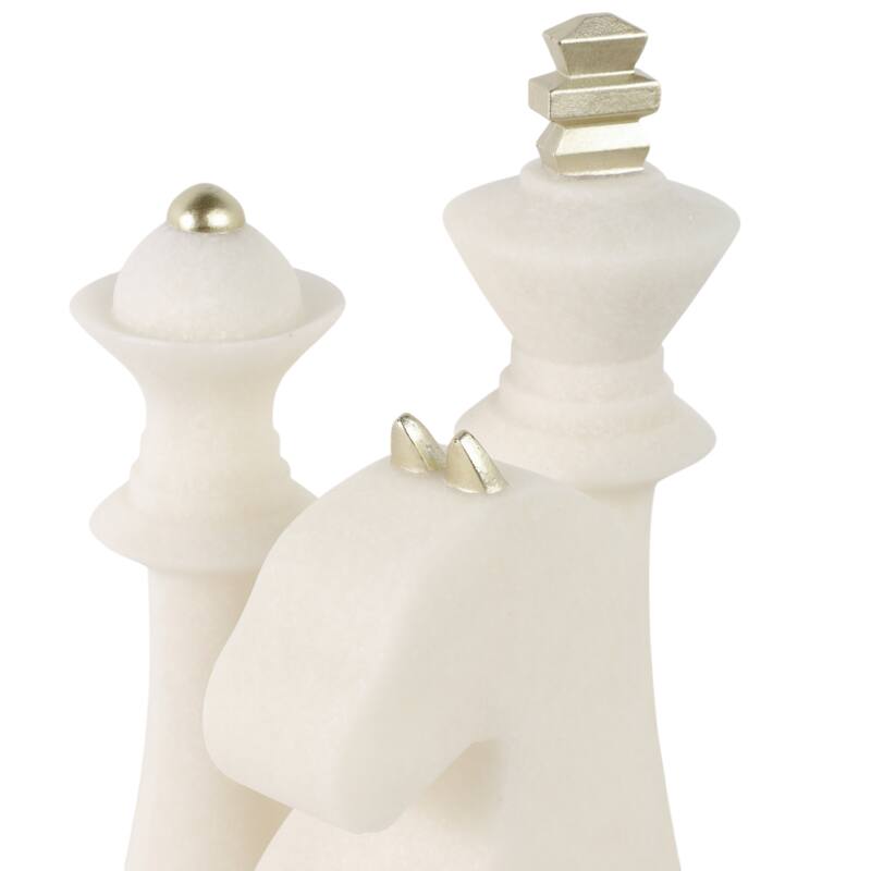 Polyresin Decorative Objects Chess Design (Set of 3) - 16/14/13" White - 5" x 5" x 16"
