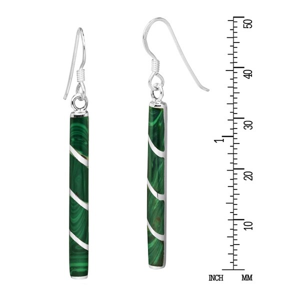 Handmade Classy and Modern Sterling Silver Tube Stone Dangle Earrings (Thailand)