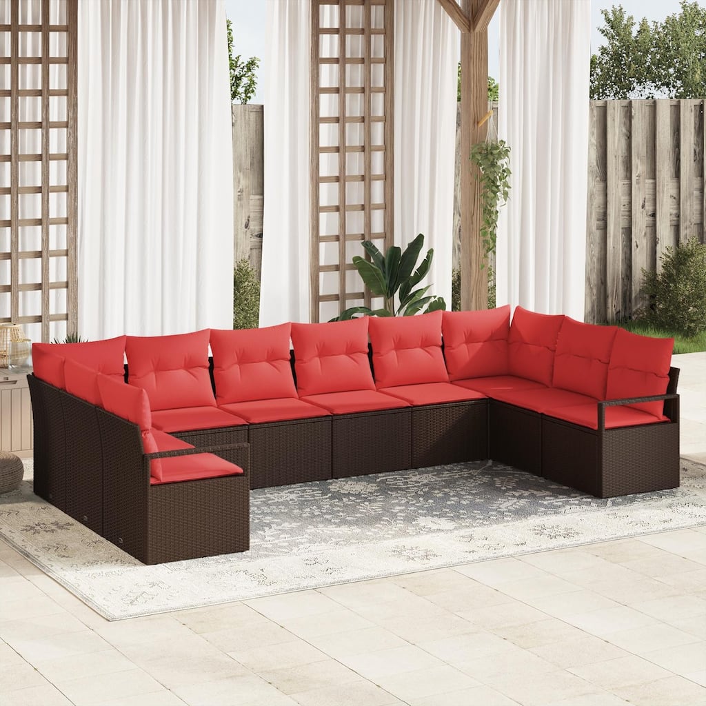 vidaXL 11 Piece Garden Sofa Set with Cushions - 135.4×69.7×27.2