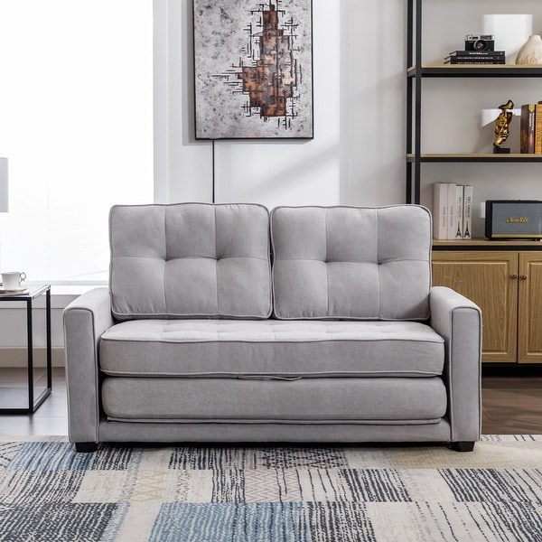 Convertible Sleeper Sofa Bed Modern Upholstered Loveseat Couch with Pull Out Bed Small Love Seat Futon Sofa Bed w Side Pocket Bed Bath Beyond