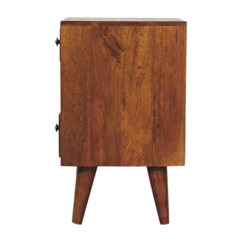 Mini Classic Nightstand in Chestnut Finish with 2 Drawers and Open Slot