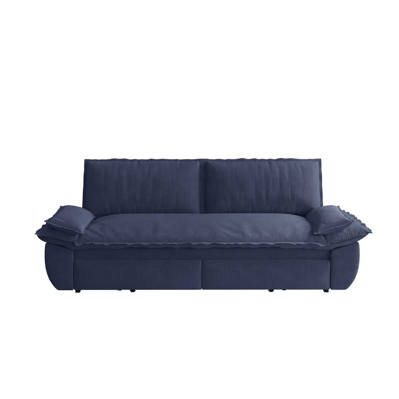 3 in 1 Pull Out Couch, 73.2" Corduroy Sofa Bed, Convertible Loveseat Sleeper Sofa for Living Room, Upholstered Couch Bed