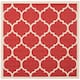 SAFAVIEH Courtyard Kathy Indoor/ Outdoor Waterproof Patio Backyard Rug - 4' x 4' Square - Red/Bone