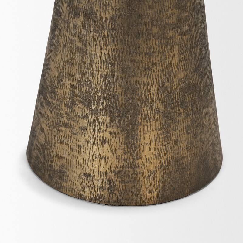 Odilia Large Textured Antiqued Gold Metal Geometric Pillar Candle Holder
