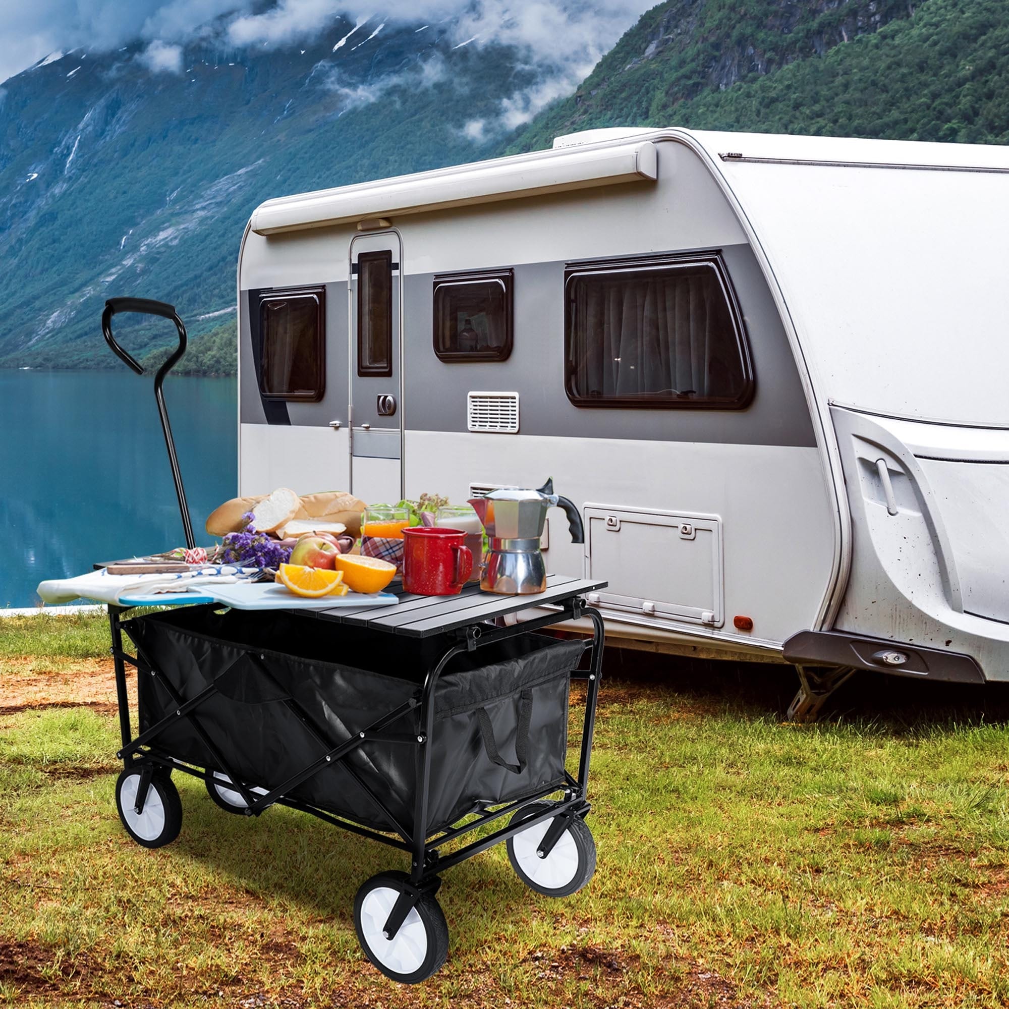 Outdoor Portable Folding Wagon/Camping Cart and Collapsible Aluminum Alloy  Table Combo Utility On Sale Bed Bath  Beyond 37999960