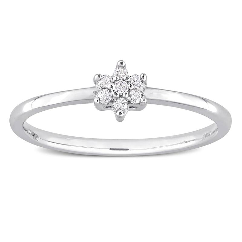 Miadora Diamond Accent Stacking Semi-eternity Ring in Sterling Silver