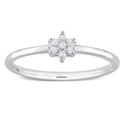Miadora Diamond Accent Stacking Semi-eternity Ring in Sterling Silver