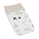 preview thumbnail 1 of 4, Jungle Safari Animals Boy Girl Changing Pad Cover Taupe Black and White Gender Neutral Elephant Giraffe Wildlife Adventure Zebra