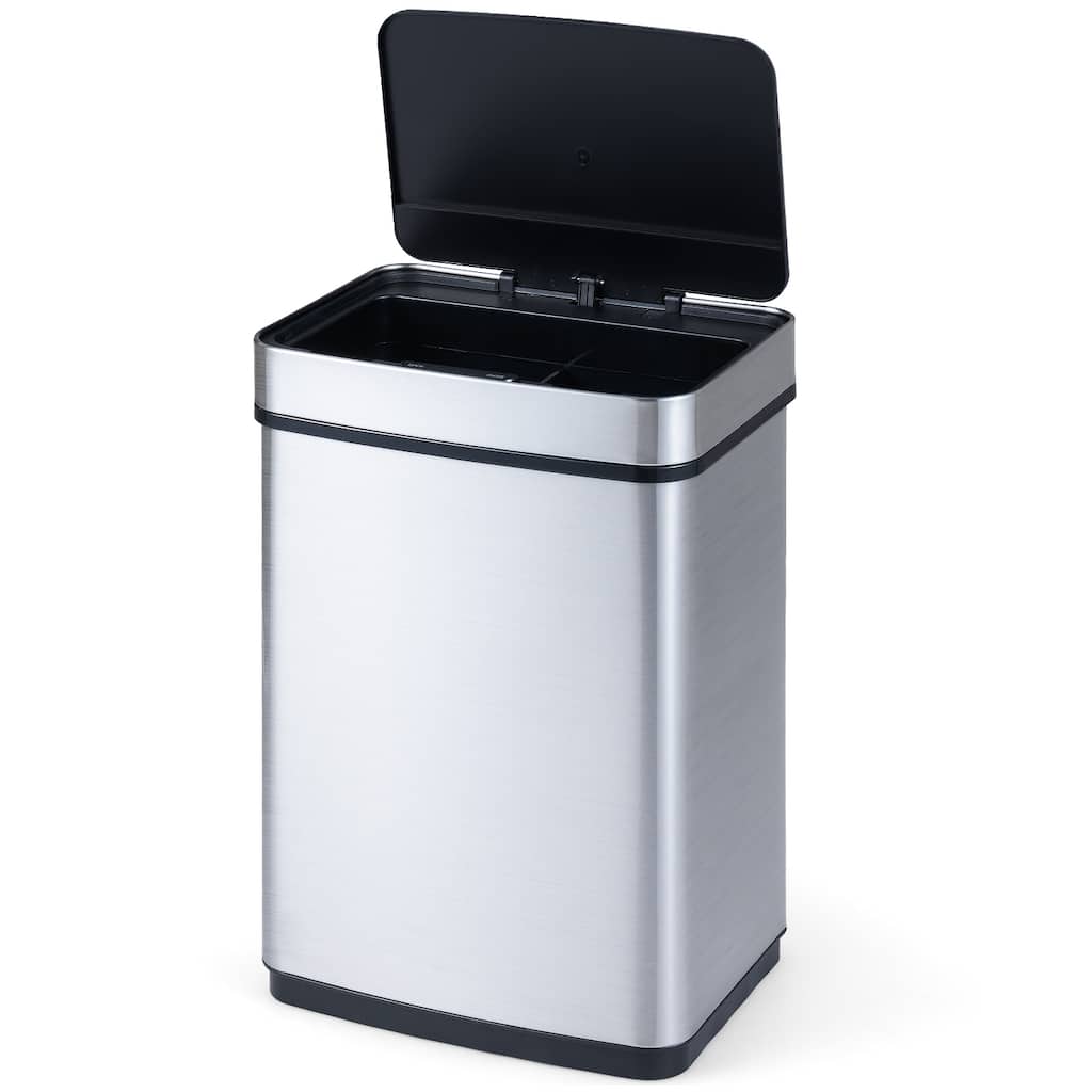 Gymax 16 Gallon Trash Can w/Dual Compartments for Bedroom Bathroom