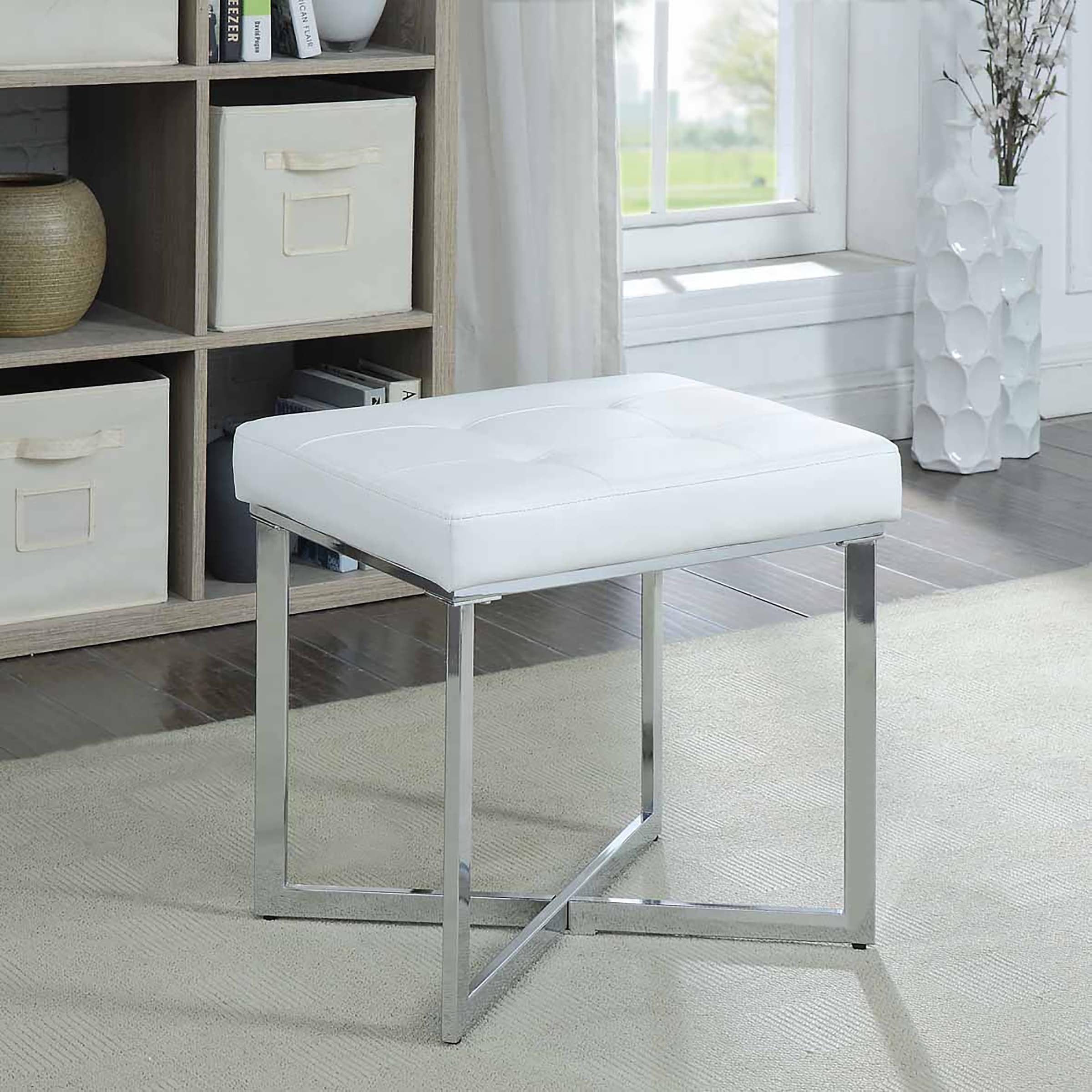 Carolina Living Summer Vanity Bench White Chrome On Sale Bed Bath Beyond 22622366