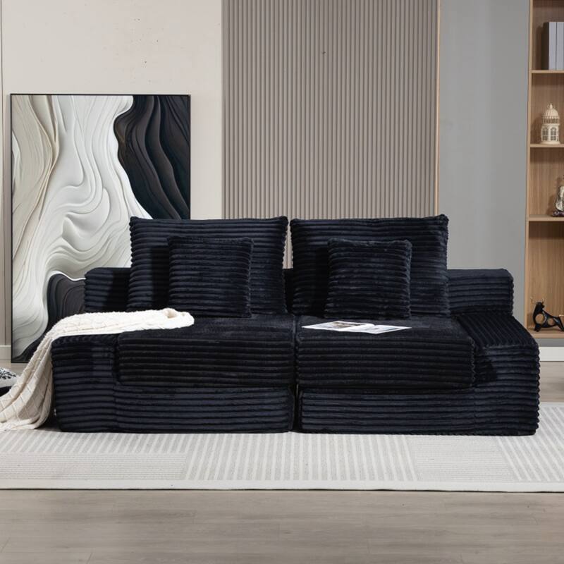 Double Lounge Chaise,Cloud Plush Sofa Bed,Upholstered Boneless Cloud Sofa Deep Seat