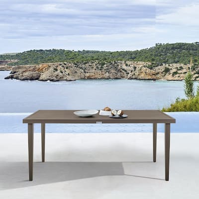 Silvana Gray Aluminum 71" Outdoor Patio Dining Table with Slat Top