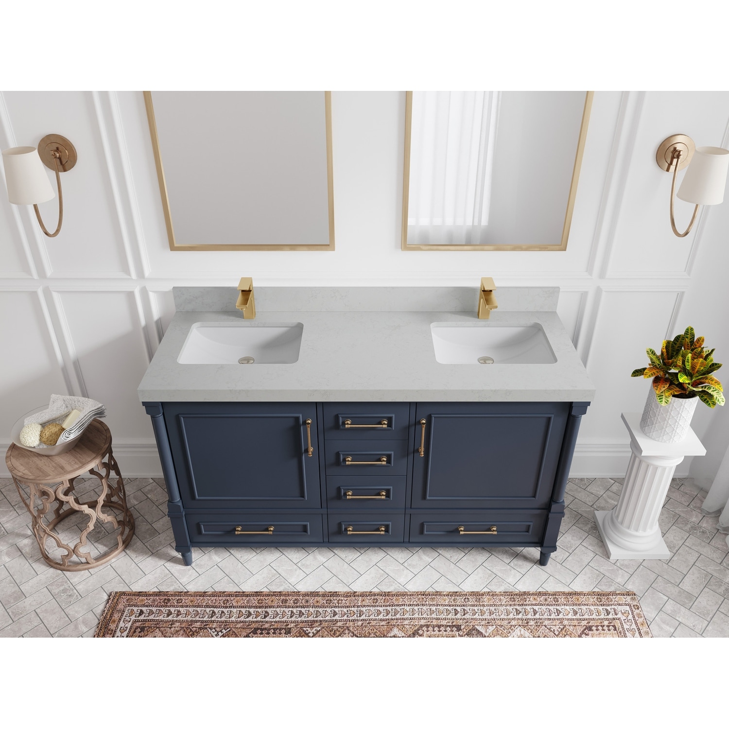 Willow Collections 60 in. W x 22 in. D Aberdeen Double Sink Bathroom Vanity with Countertop