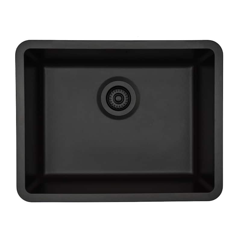 23" x 18" Quartz Kitchen Sink, Single Bowl Sink, Drop-in Sink, Undermount Sink, Granite Kitchen Sink, with Steel... - 23"x18"