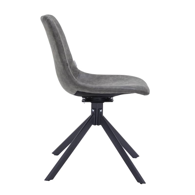Markley Leather Dining Chair 360 Degree Swivel with Iron legs Modern Accent Side Chair Set of 2
