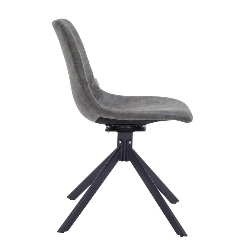 Markley Leather Dining Chair 360 Degree Swivel with Iron legs Modern Accent Side Chair Set of 4