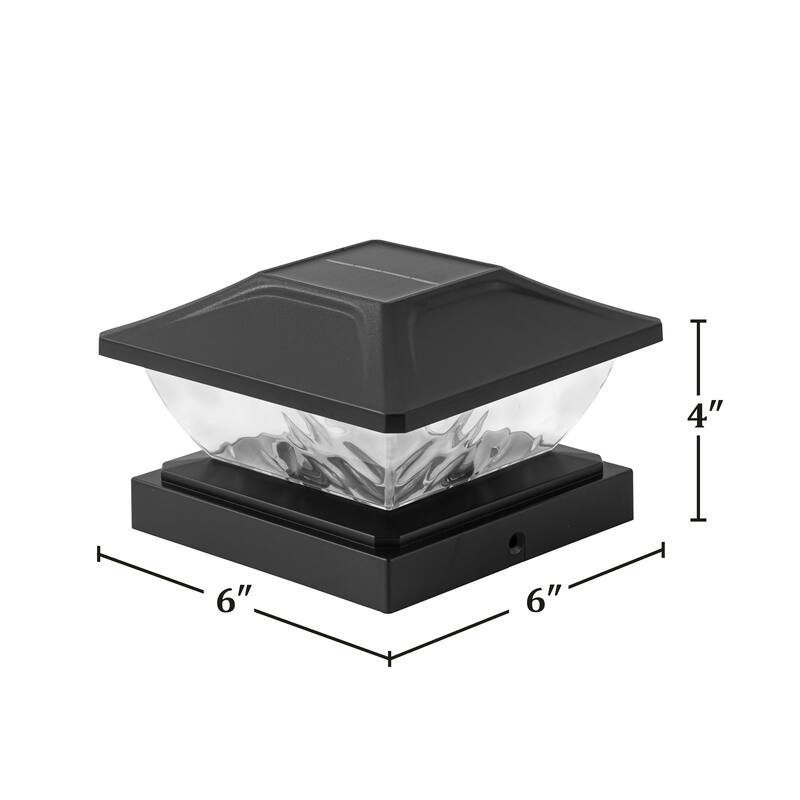 C Cattleya Black Solar LED Outdoor Post Cap Lights with Hammered Lens