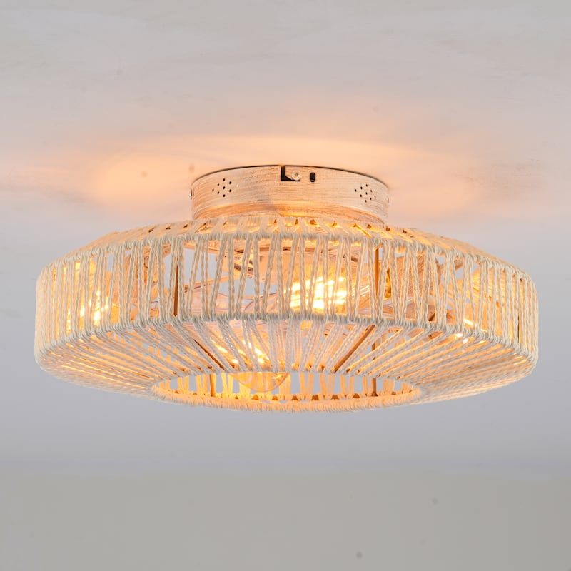 20" Rope Caged Ceiling Fans with Remote