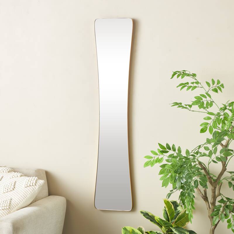 Black or Gold Metal Tall Abstract Room Wall Mirror - Gold