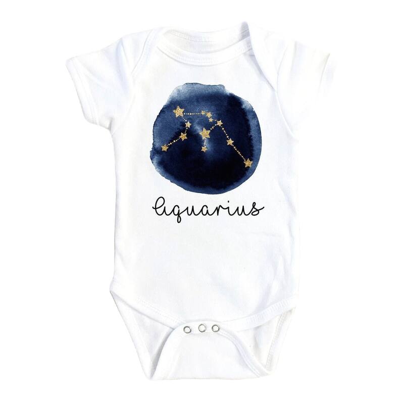 Aquarius Zodiac - Baby Boy Girl Clothes Infant Bodysuit Funny Cute Newborn - Natural - Newborn