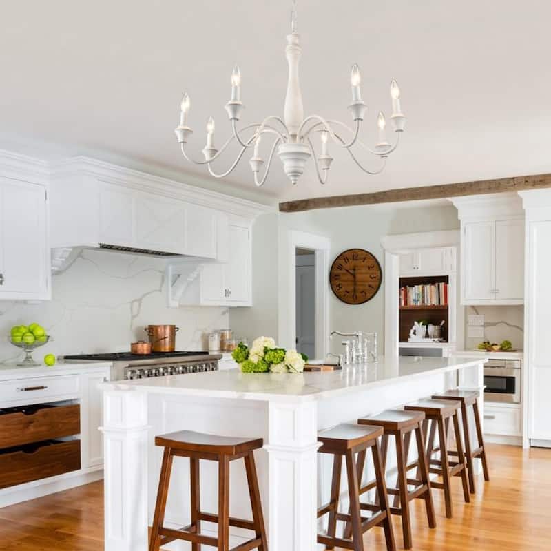 8-Light Farmhouse Candle Style Chandelier for Dining Room Living Room Bedroom Kitchen - W31.49"x H20.66"