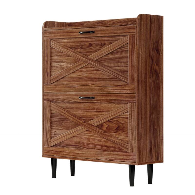 2 Flip 1 Barrier Barn Door Shoe Cabinet Melamine Embossed 31.6in