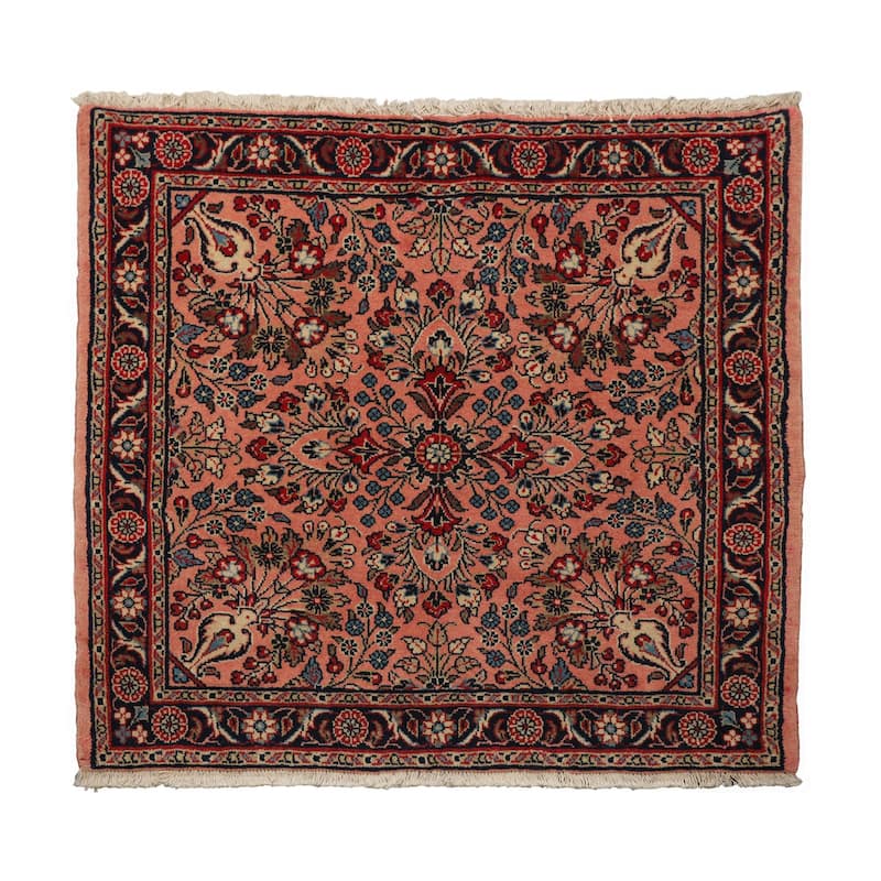 3'2''x3'4'' Hand Knotted Wool Rose Sarouk Traditional Rug - 3' 2'' x 3' 4'' - 3' 2'' x 3' 4''