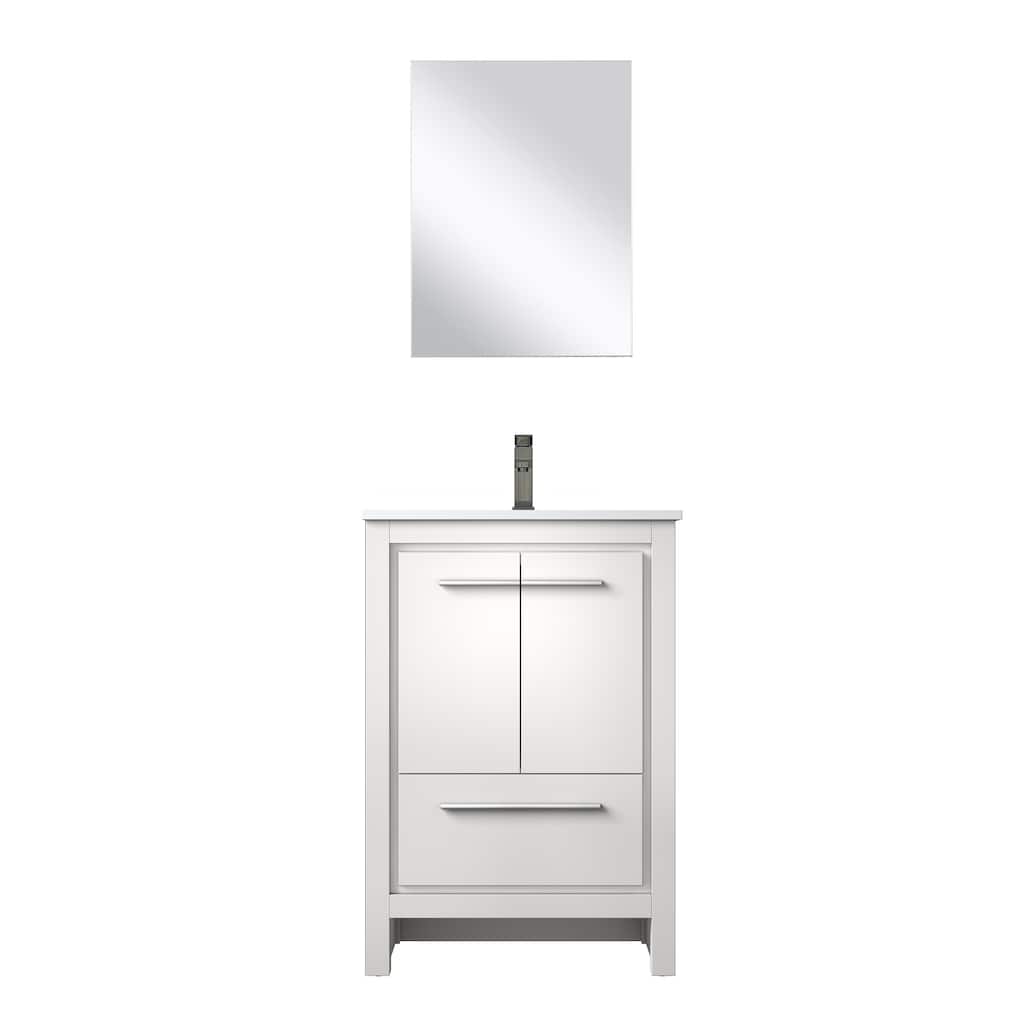 Lafarre Bath Vanity with Cultured Marble Top, Sink, Mirror and Gun Metal Faucet