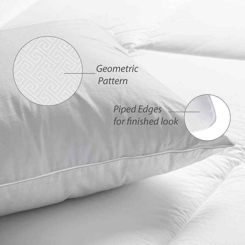 DreamLab Personal Comfort, Super Firm Support Sleep Pillows for Side Sleepers, Set of 2 - White Greek Key