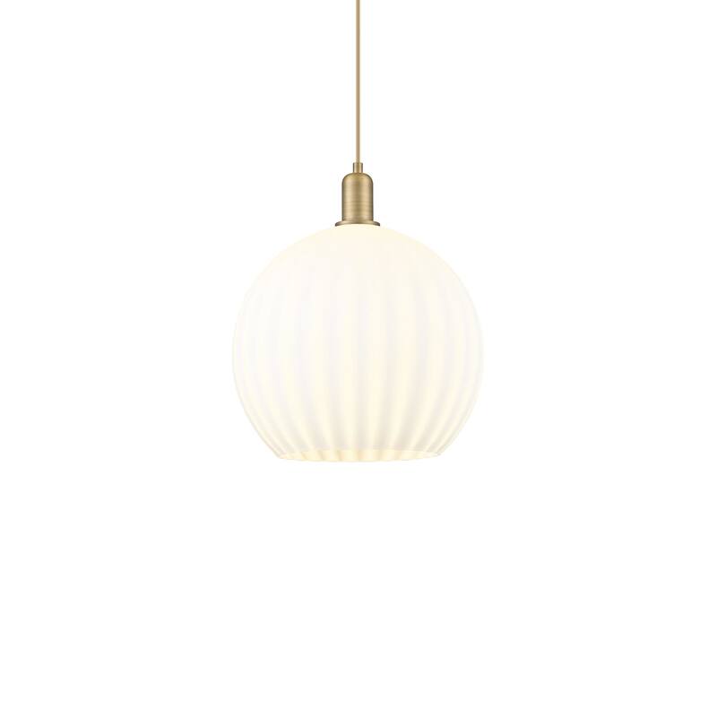 Innovations Lighting 716-1P-18-14 White Venetian Pendant White - Brushed Brass / White Venetian